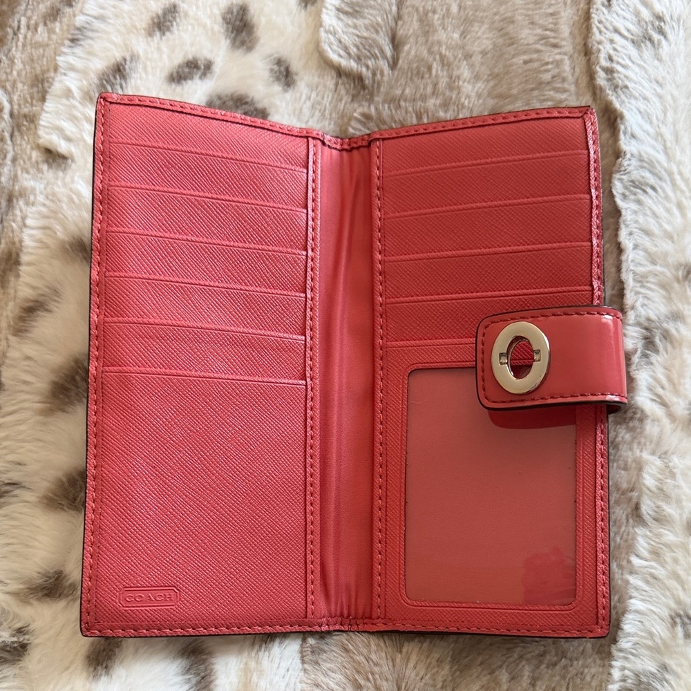 Coach Brown and Coral Patterned Wallet - Picture 3 of 4